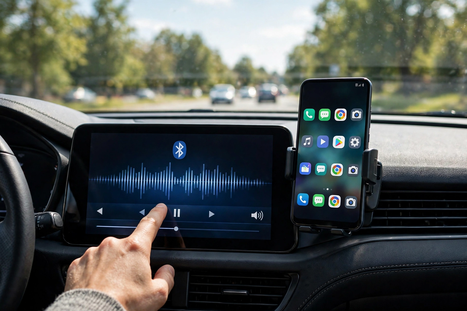 Car infotainment screen losing its phone link, showing android bluetooth keeps disconnecting in a car