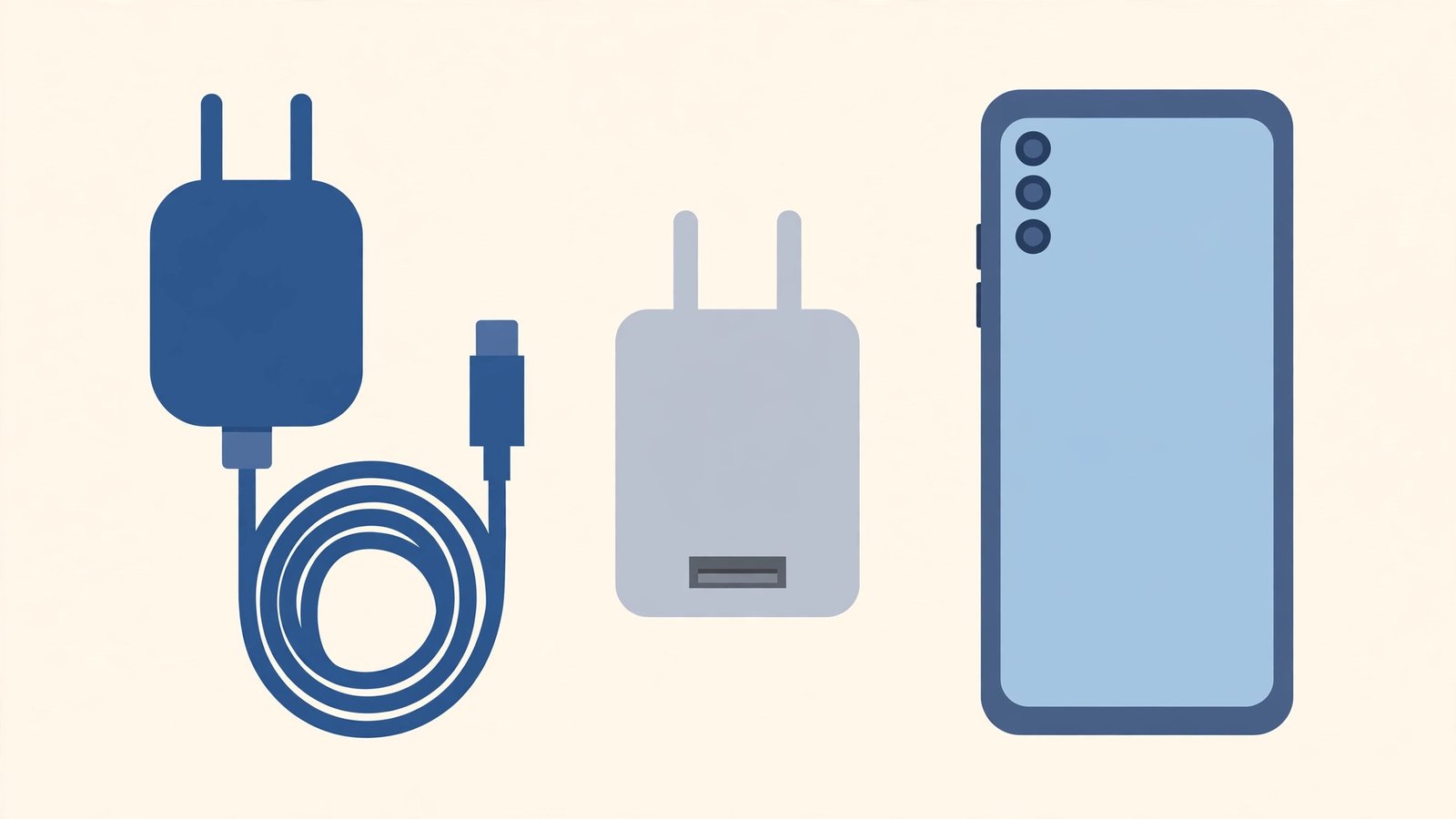 An original fast charger next to a generic charger — android fast charging not working fix guide