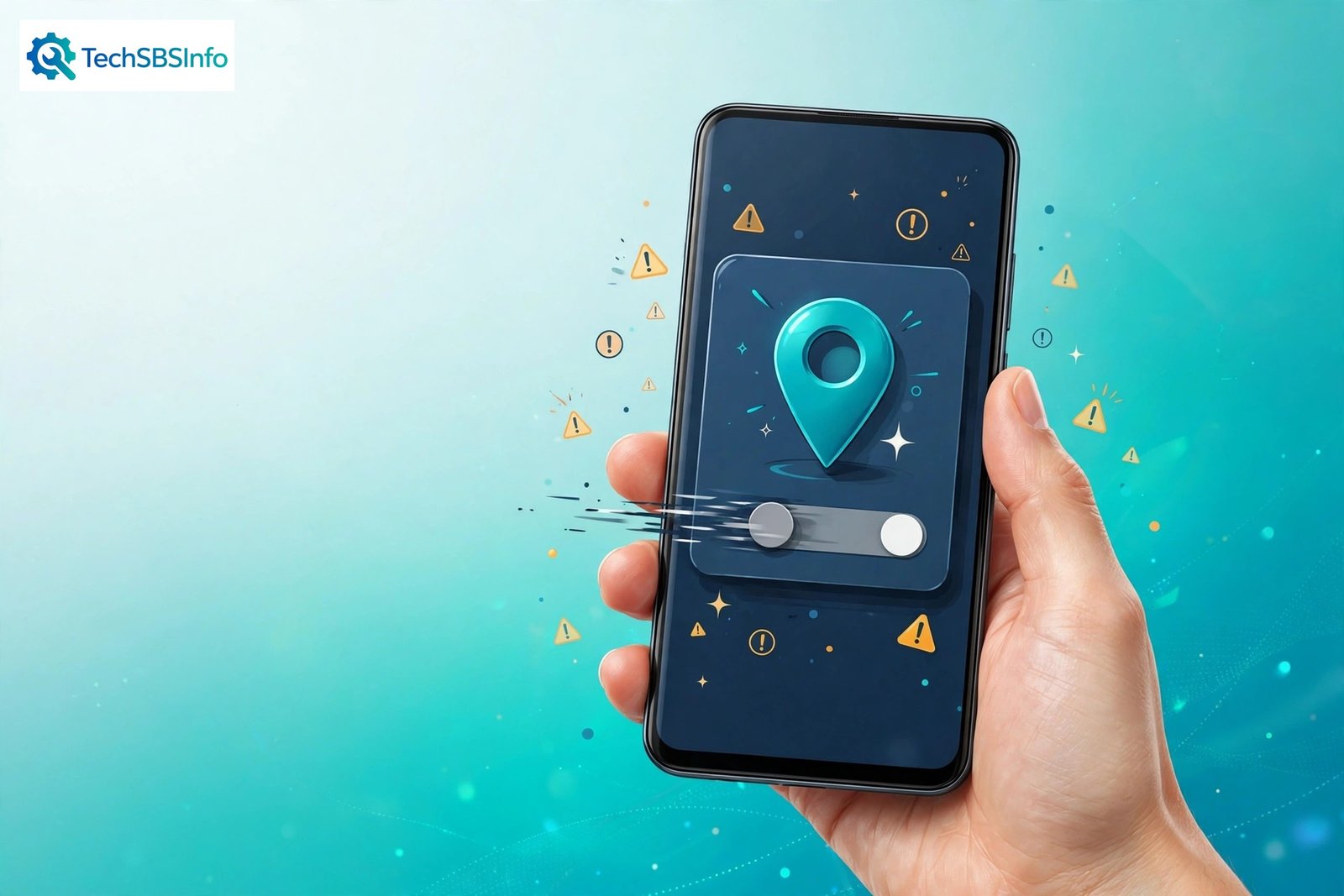 Smartphone showing a location permission toggle switching itself off, illustrating android location permission keeps resetting