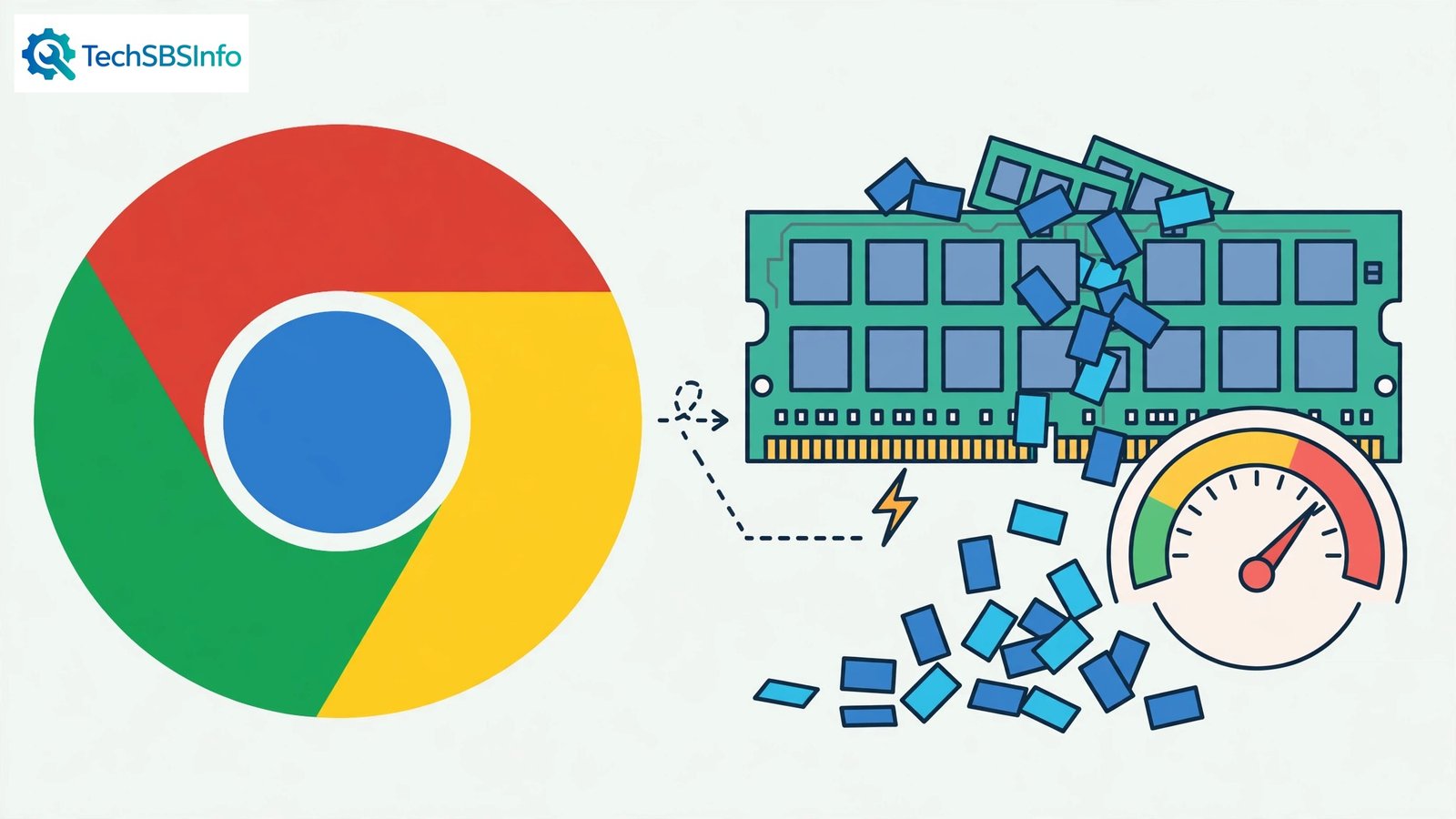 The Chrome icon next to an overflowing memory chip — chrome high memory usage fix fix guide