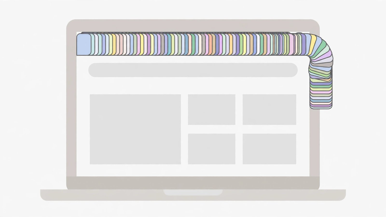 A Chrome tab strip overflowing with dozens of tabs — chrome browser lagging on windows fix guide