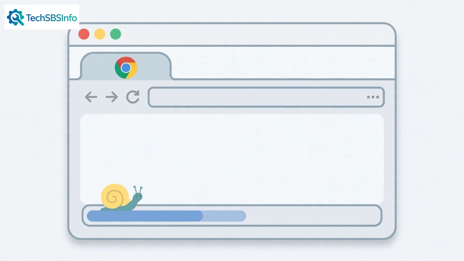 A Chrome window with a slow loading bar and a snail icon — chrome pages loading slowly fix guide