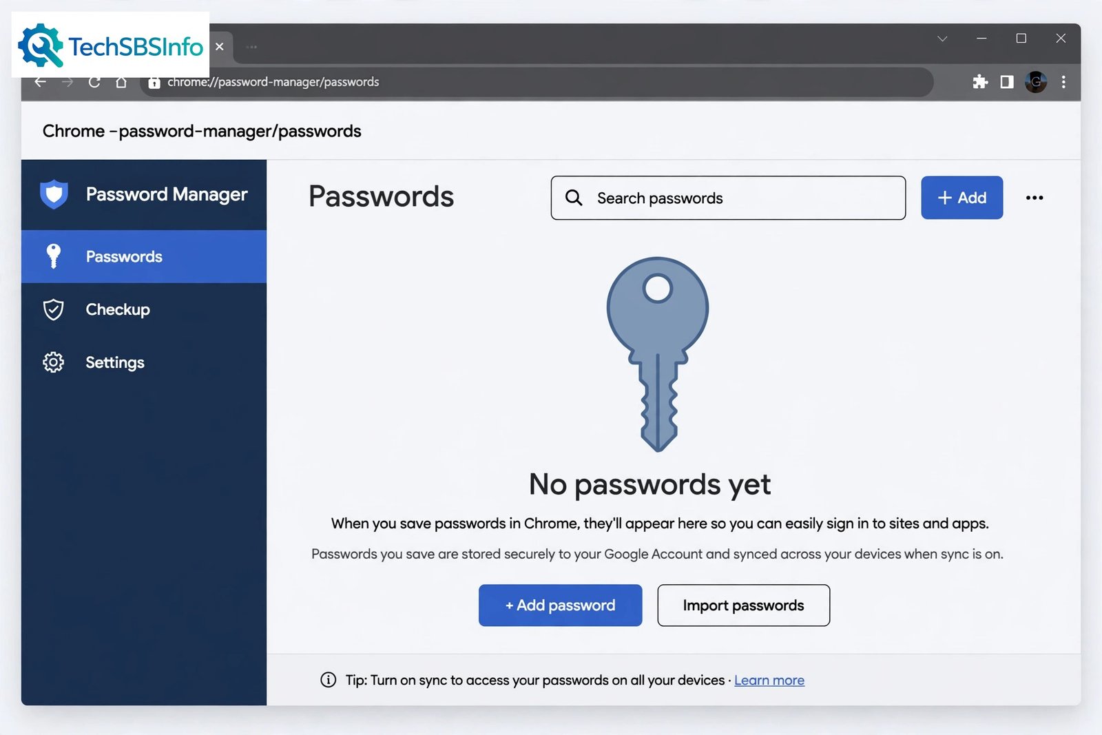 Chrome password manager showing an empty list after chrome saved passwords disappeared
