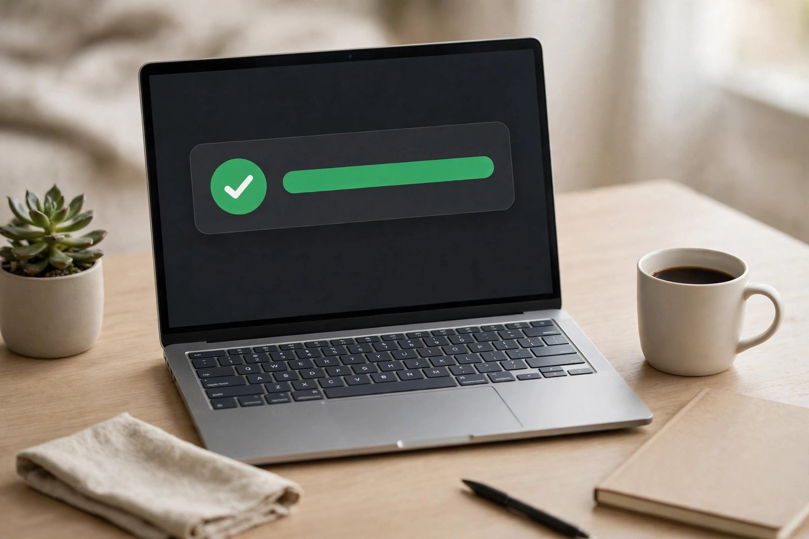 A fresh browser download with a completion checkmark, the clean reinstall step when Google Chrome keeps crashing