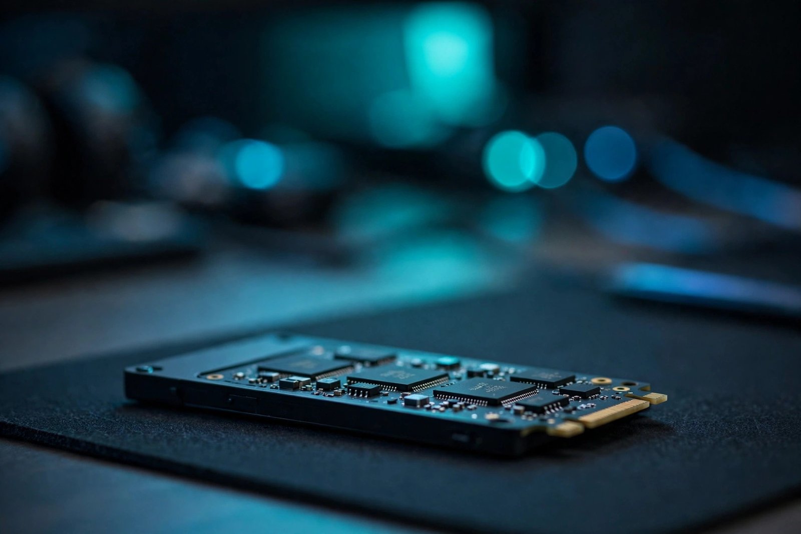 Close-up of a solid-state drive on a desk, the best hardware fix for a windows 11 slow startup