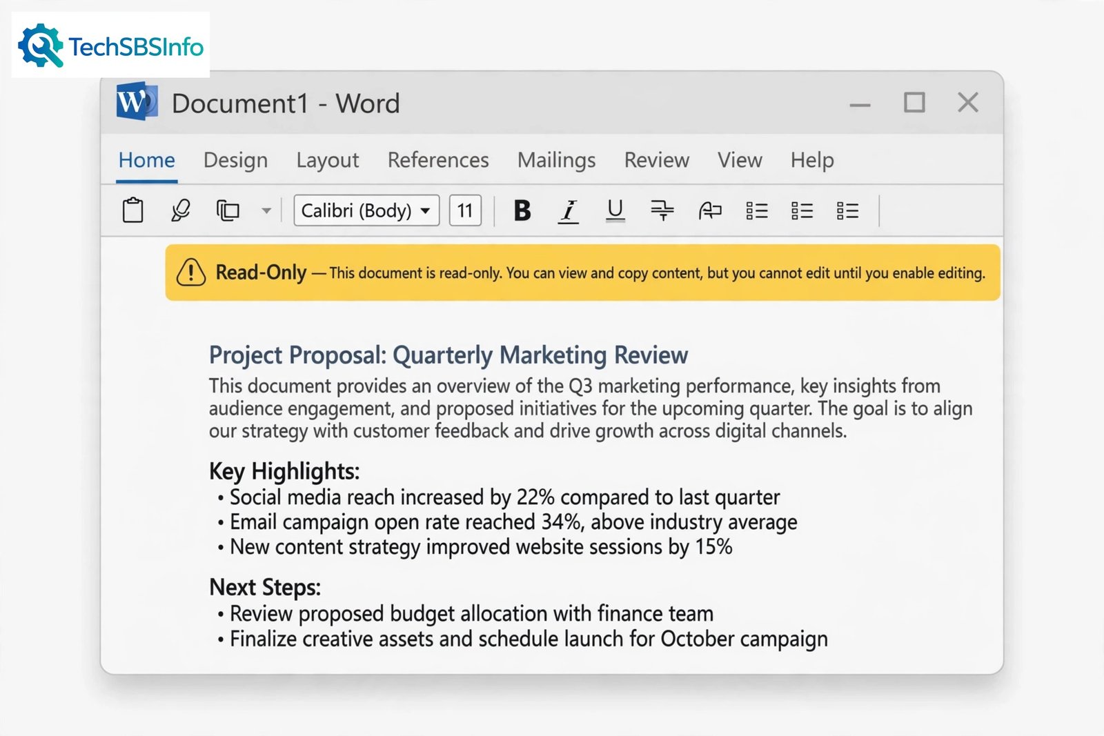 microsoft word read only mode shown as a yellow Read-Only banner on a Word document