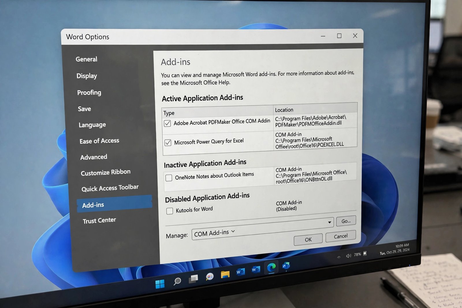 Disabling COM add-ins to stop office apps crashing on startup