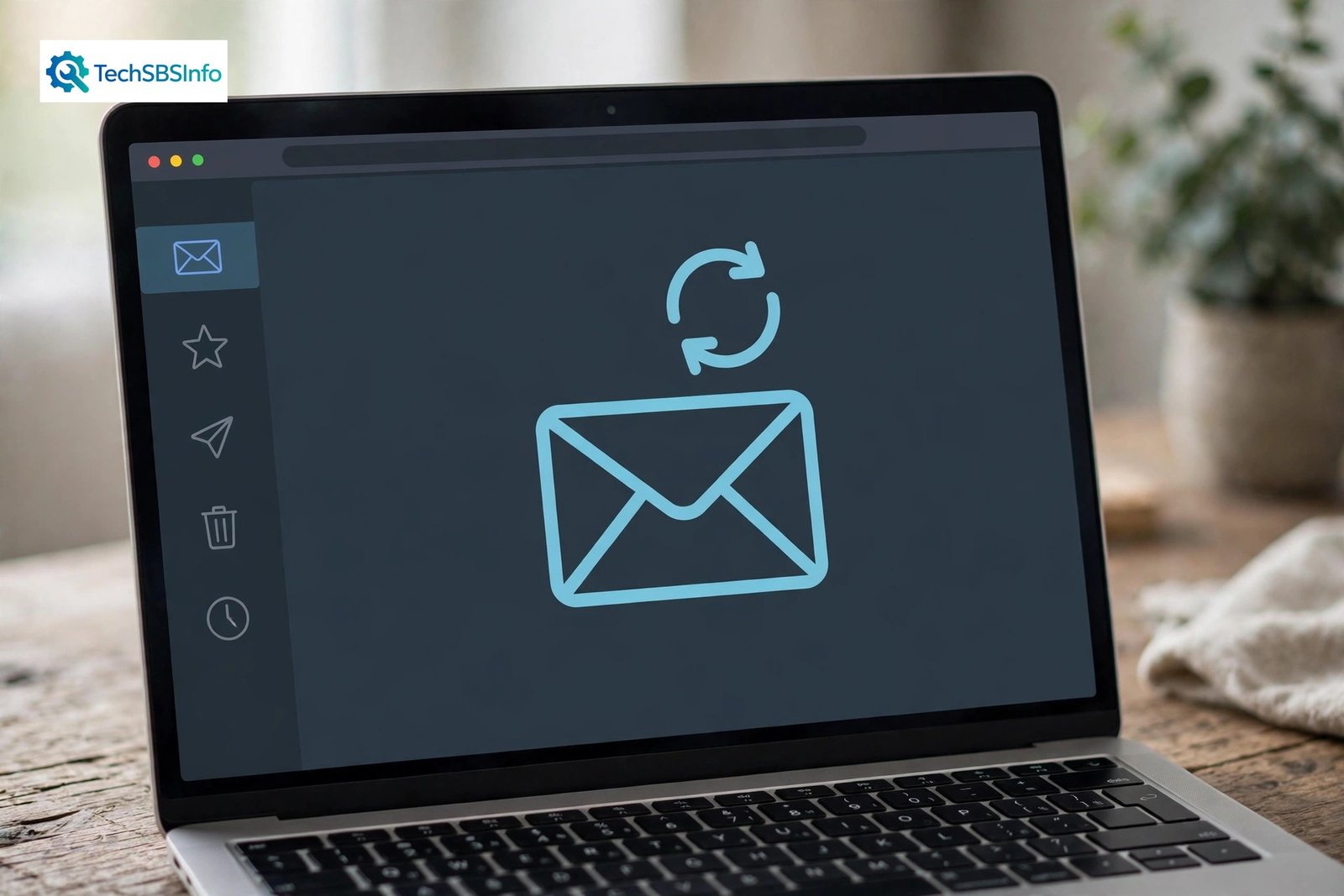 Empty inbox with a sync symbol illustrating outlook not receiving emails
