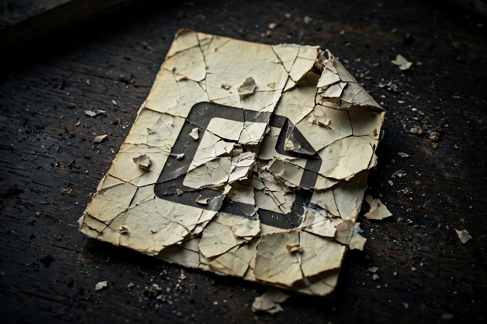 A damaged document icon with cracked torn pages — a corrupt file is a common reason for pdf file not opening in windows