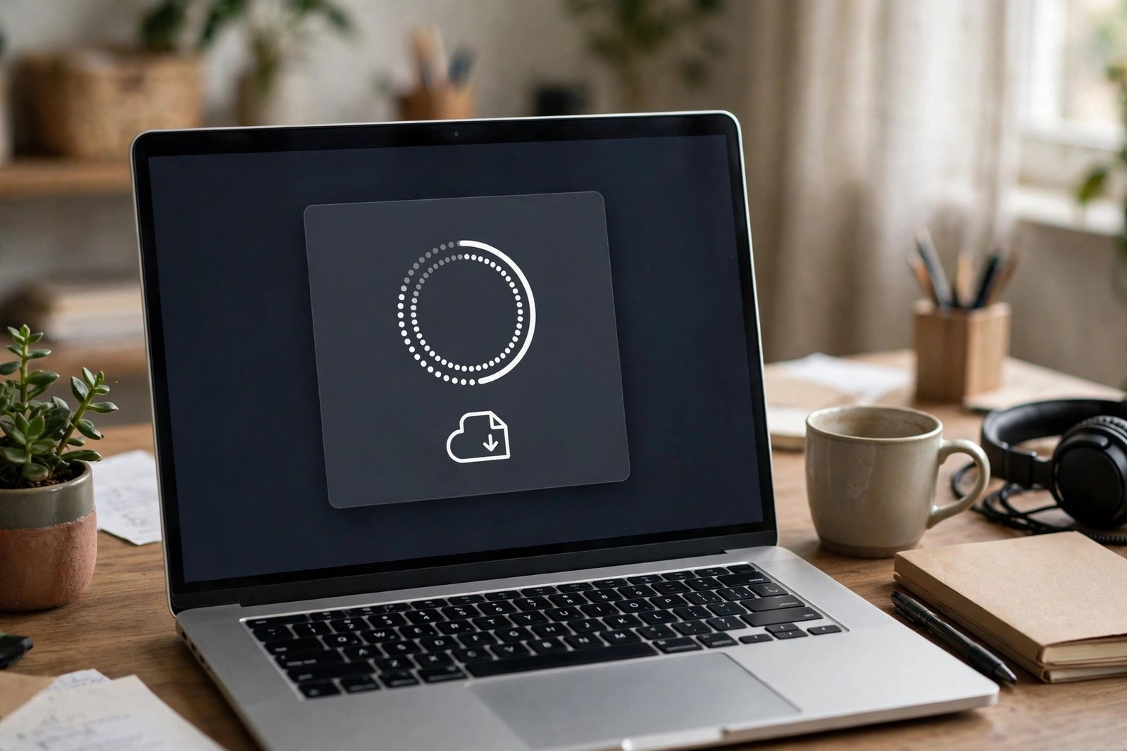 A laptop update screen for a PDF reader app, a common fix for pdf file not opening in windows