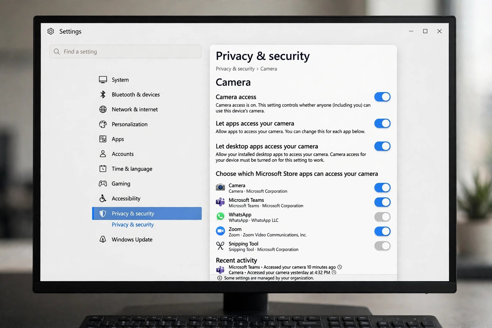 Windows 11 privacy settings camera toggles shown for windows 11 camera app not working