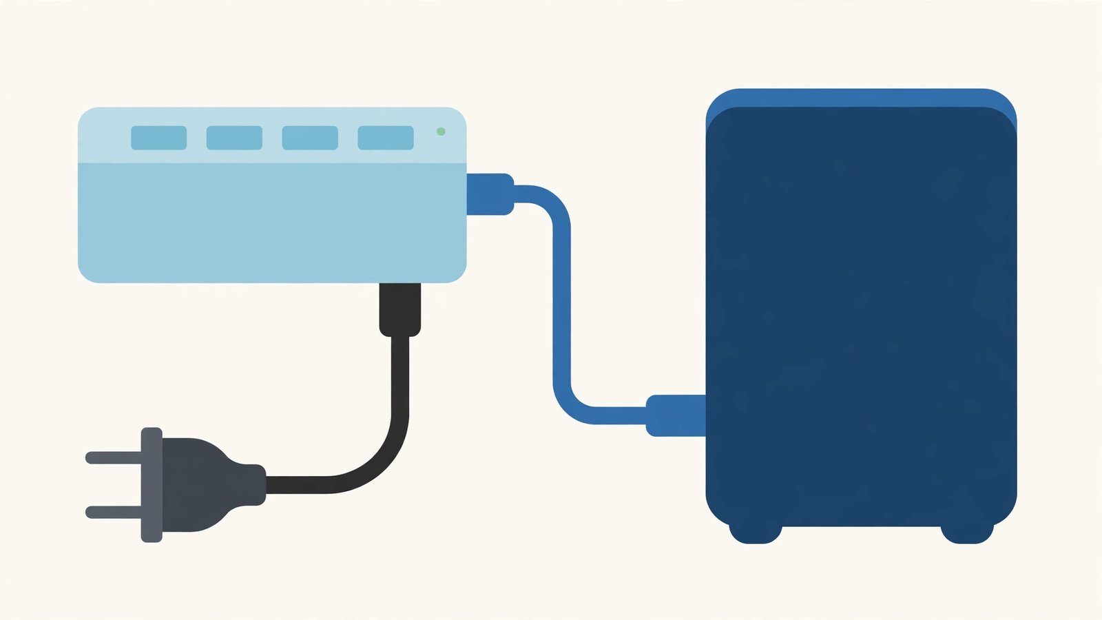 An external drive connected through a powered USB hub — windows 11 external hard drive not showing fix guide