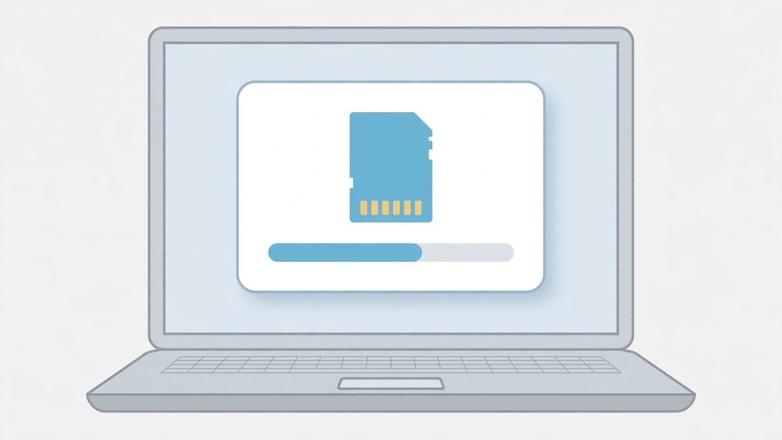 A format dialog with a progress bar over an SD card icon — windows 11 sd card not detected fix guide