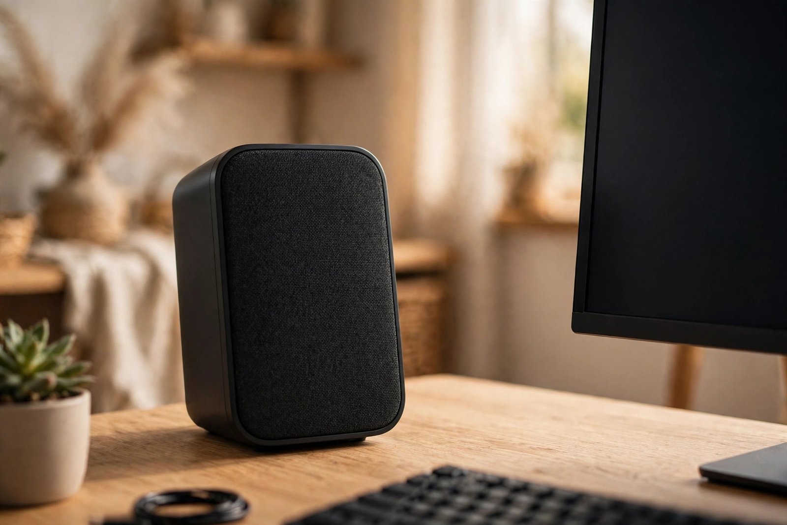 Desktop speaker on a desk — testing speakers when windows 11 sound not working