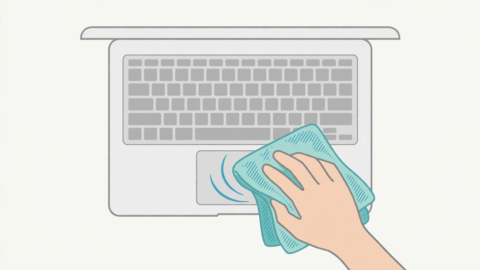 A hand cleaning a laptop touchpad with a microfiber cloth — windows 11 touchpad gestures not working fix guide