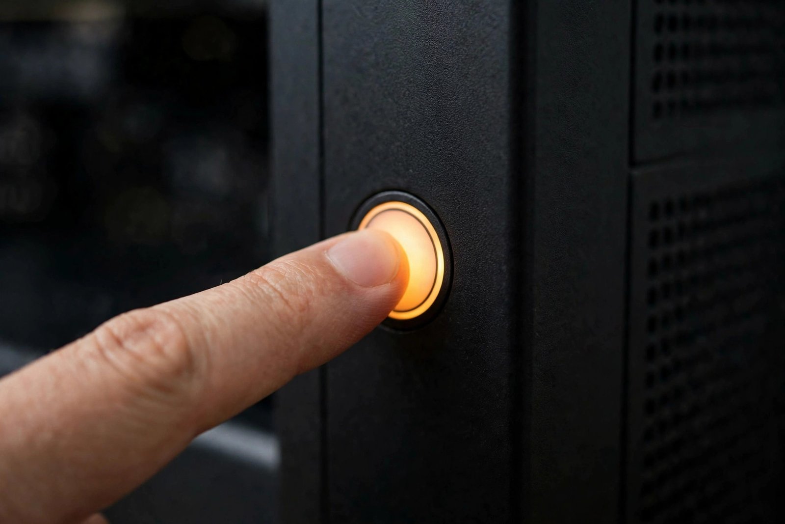 Finger pressing a PC power button to force a shutdown during a windows pc keeps restarting loop