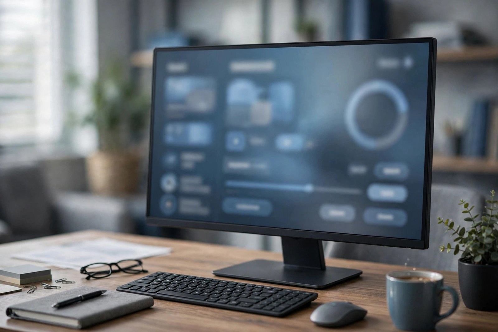 windows update stuck downloading shown on a generic settings update page on a monitor