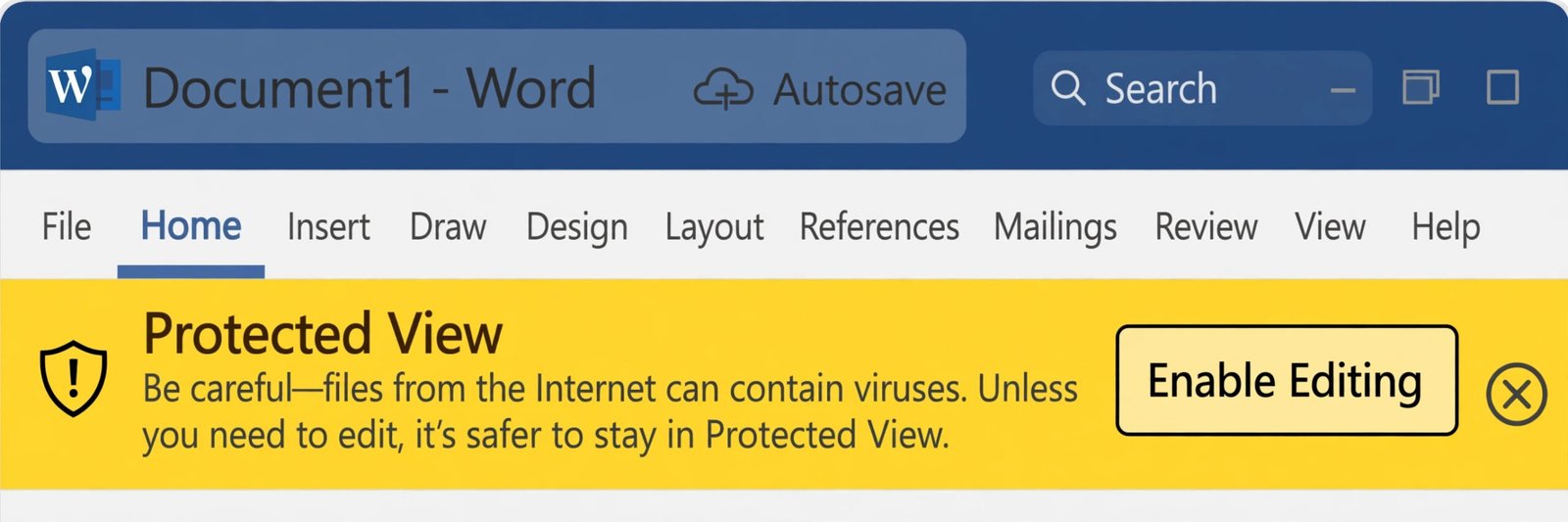 microsoft word read only mode fix: clicking Enable Editing in the Protected View banner