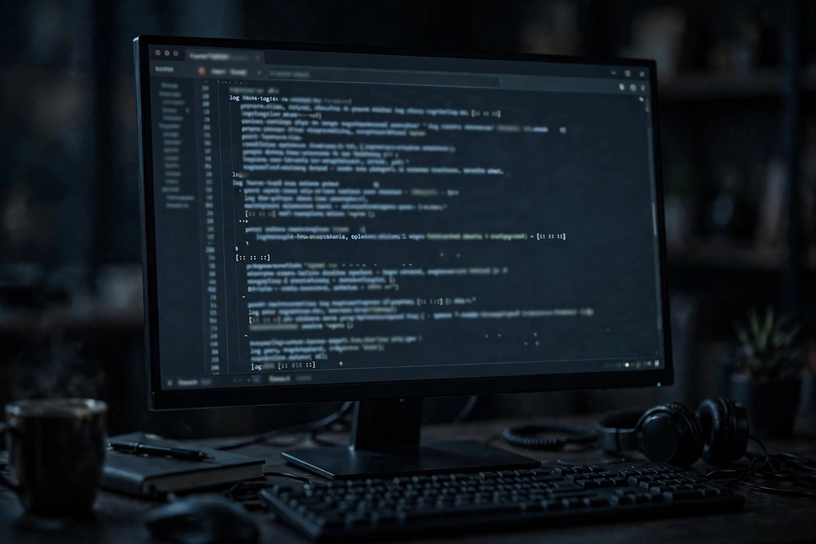 A code editor window on a monitor showing lines of log output, used to trace the wordpress critical error to its source