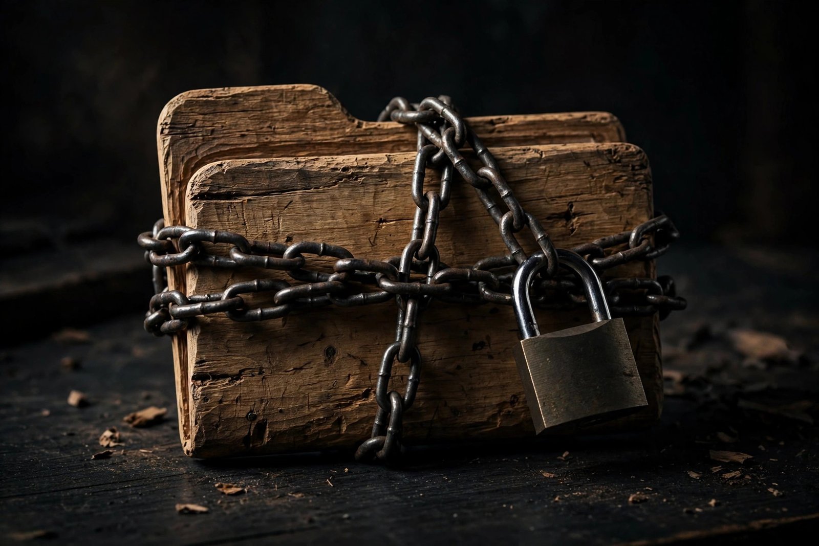 A padlock chained over a folder symbolising the file permissions that trigger a wordpress image upload failed error