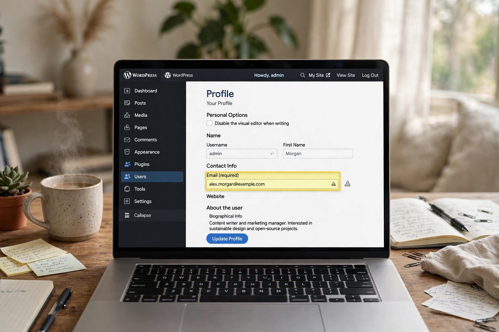 wordpress password reset email not sending — checking the email field on a WordPress user profile